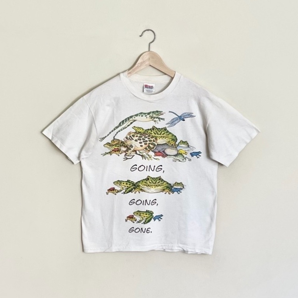 Vintage 1992 Harlequin Frogs Going, Going, Gone Joyce Reed White T Shirt Adult M